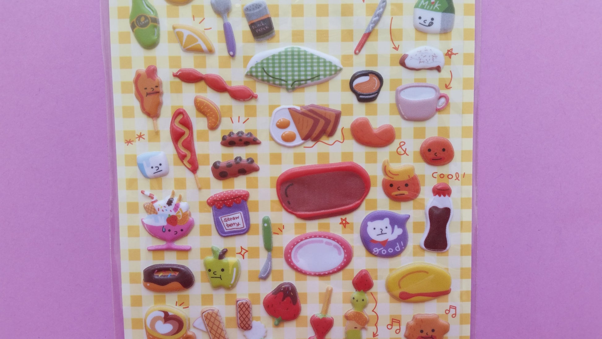Food Puffy Stickers - 1 sheet - The Crafts and Glitter Shop