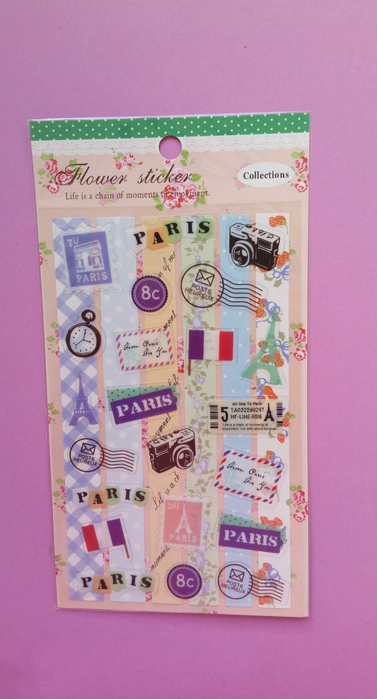 Paris Stickers - 2 sheets - The Crafts and Glitter Shop
