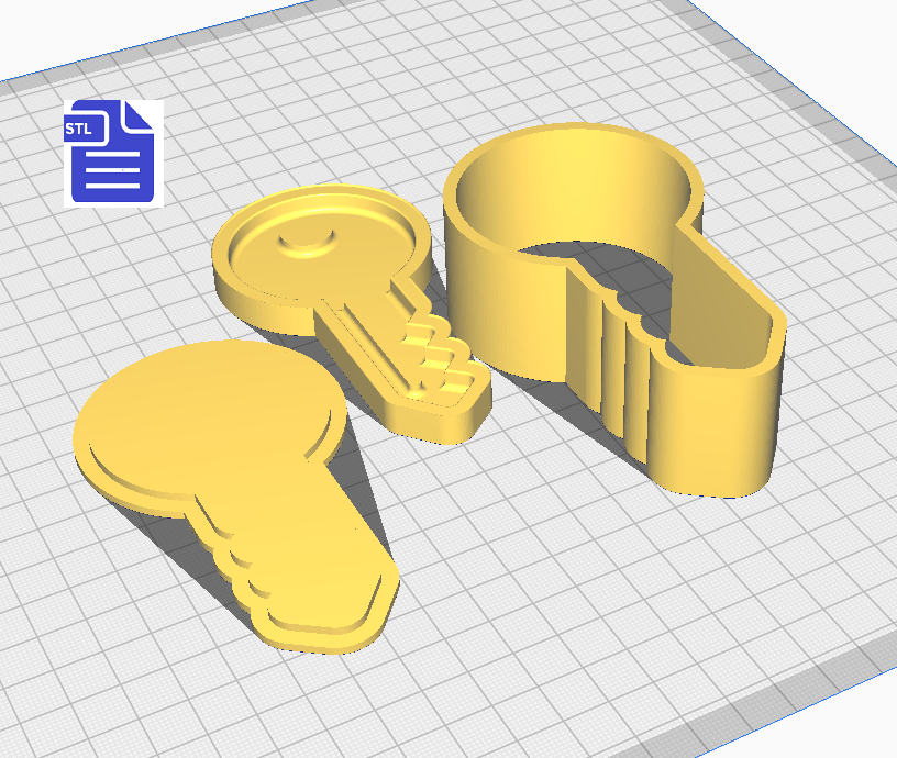3 pc Key Bath Bomb Push Mold STL File