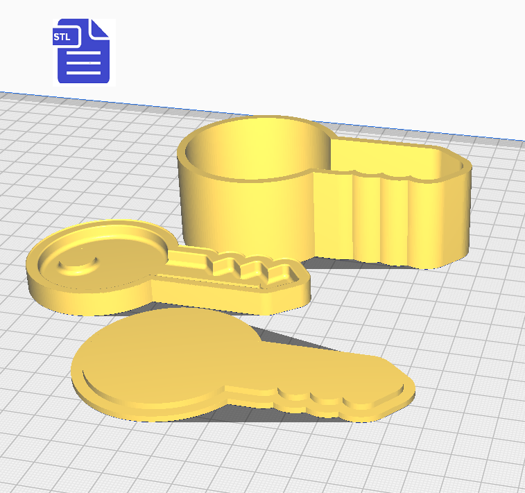 3 pc Key Bath Bomb Push Mold STL File