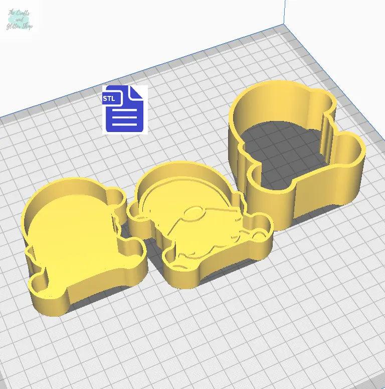 3PC GNOME BATH BOMB MOLD STL FILE