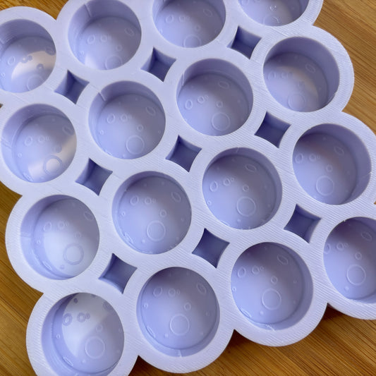Food Safe Full Moon Silicone Mold with 16 cavities of 3 cm each.