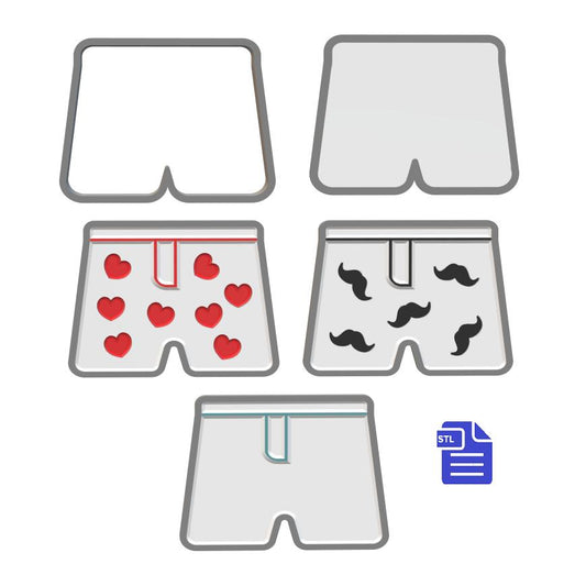3in1 3pc Boxer Shorts Bath Bomb Mold STL File