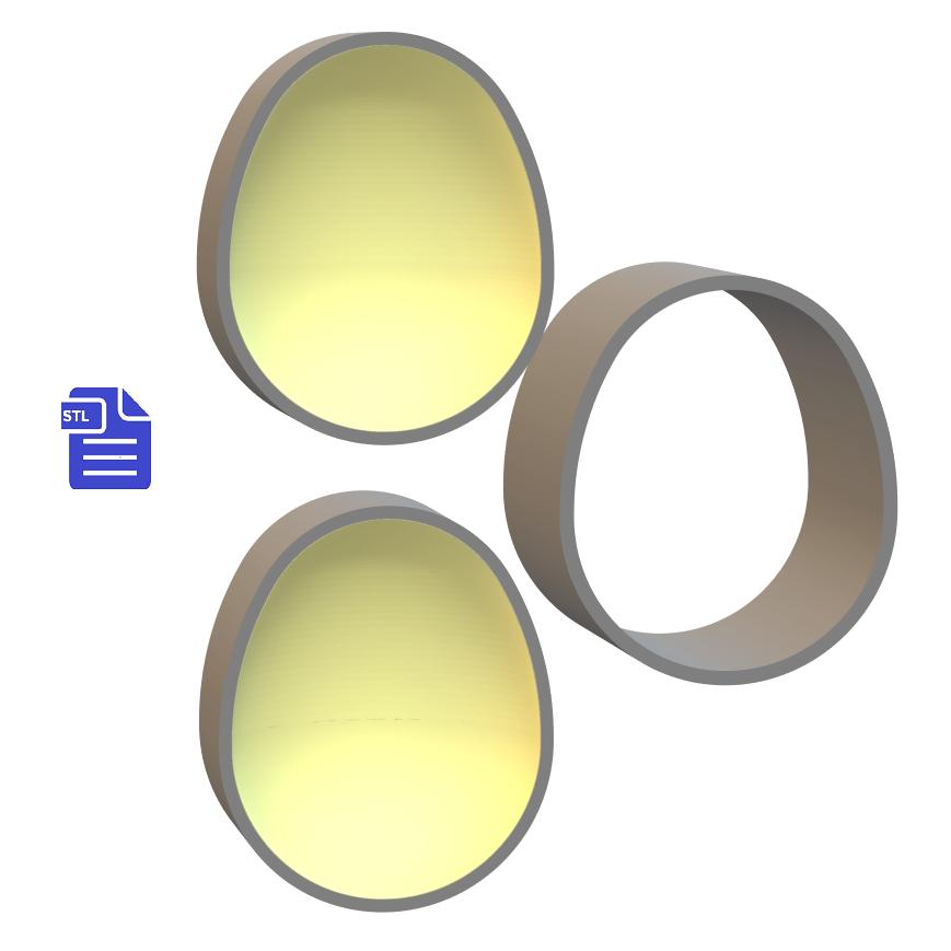 3pc 3D Egg Bath Bomb Mold STL File