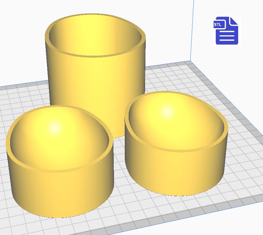 3pc 3D Egg Bath Bomb Mold STL File