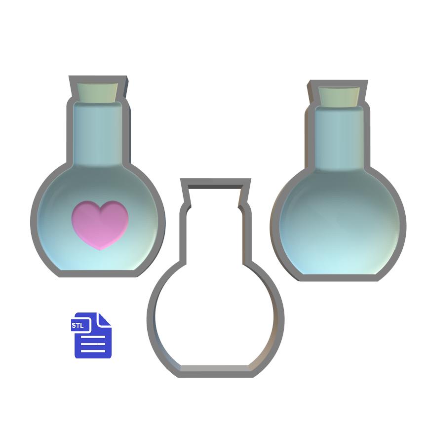 3pc 3D Love Potion Bath Bomb Mold STL File