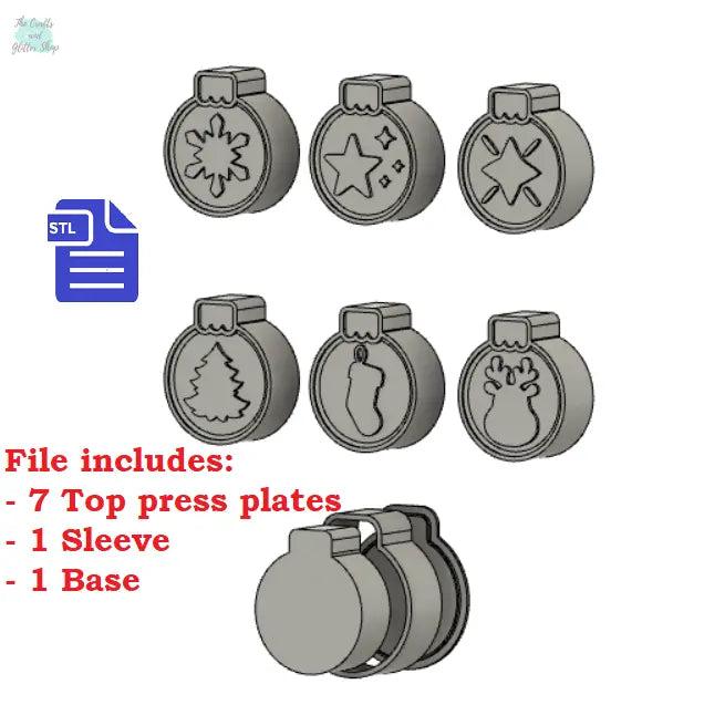 3pc 7in1 Christmas Bauble Bath Bomb Mold STL File