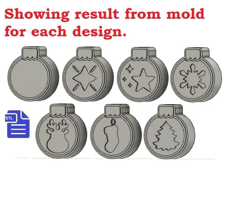 3pc 7in1 Christmas Bauble Bath Bomb Mold STL File