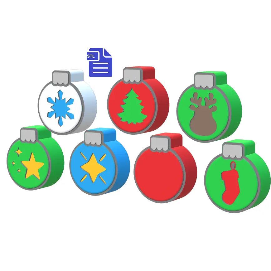 3pc 7in1 Christmas Bauble Bath Bomb Mold STL File