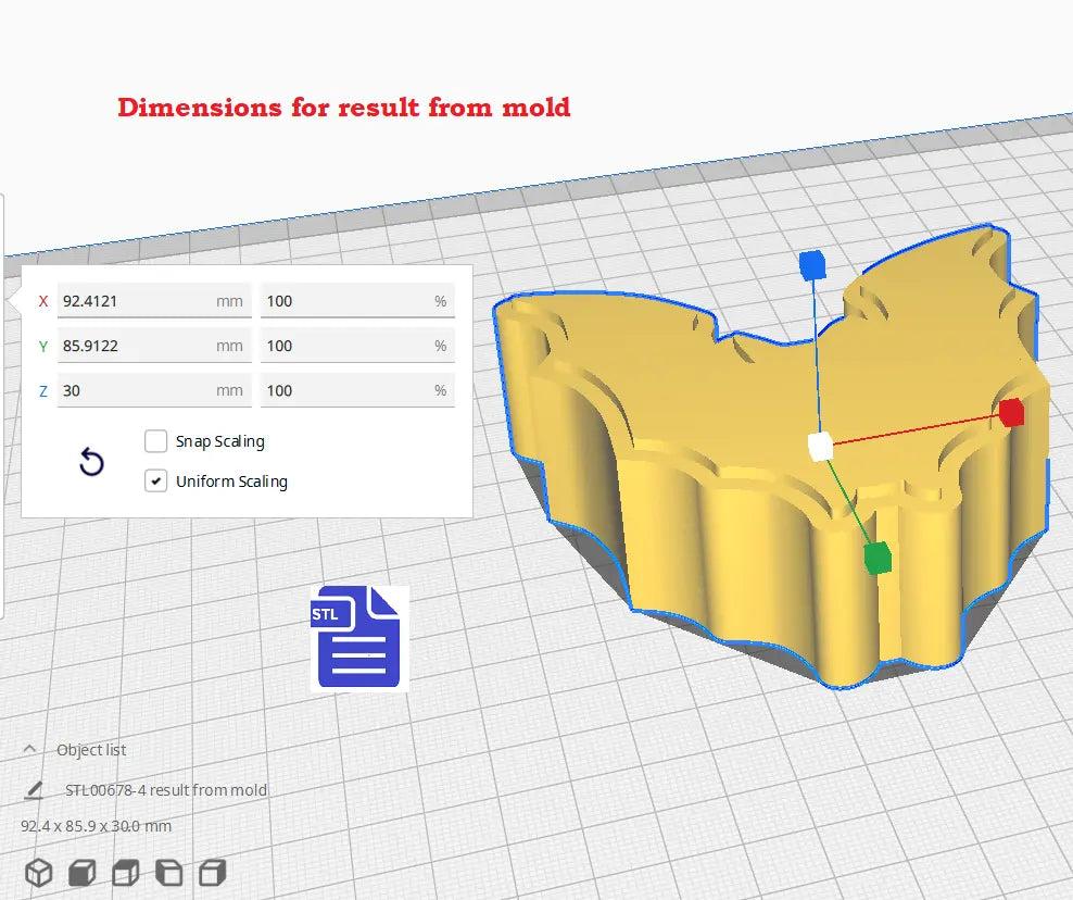 3pc Bat Bath Bomb Mold STL File