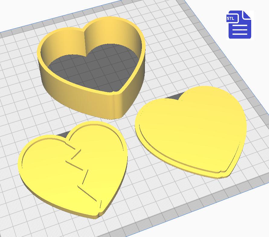 3pc Broken Heart Bath Bomb Mold STL File