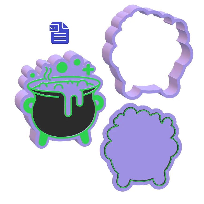 3pc Bubbling Cauldron Bath Bomb Mold STL File