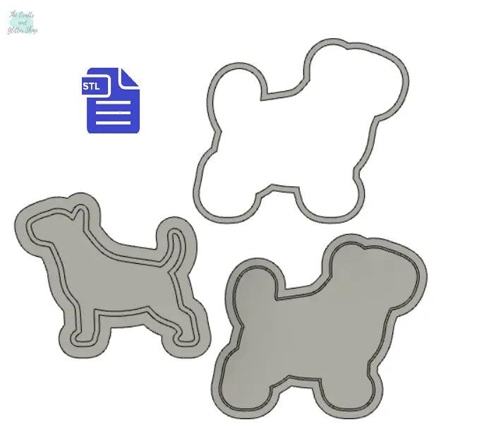3pc Bull Terrier Bath Bomb Mold STL File