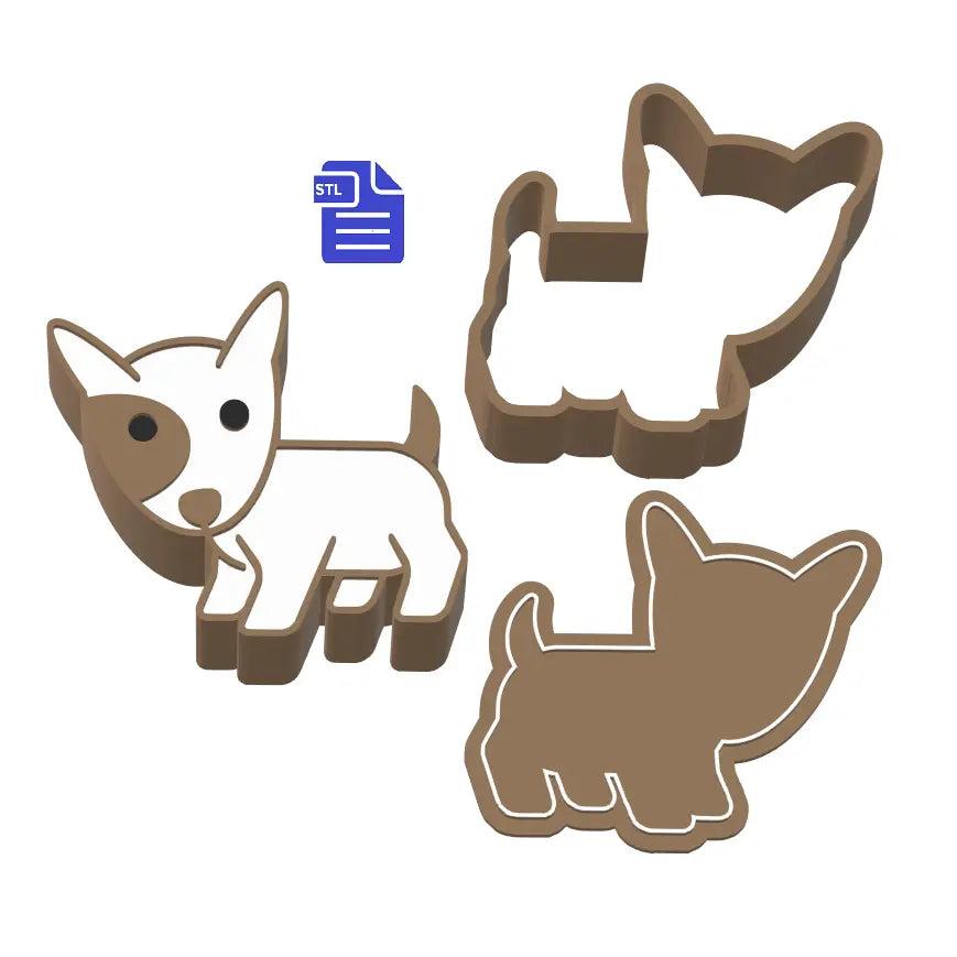 3pc Bull Terrier Puppy Bath Bomb Mold STL File