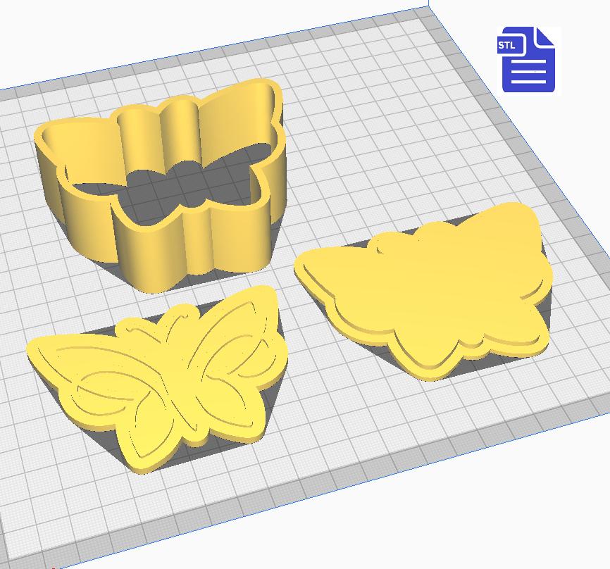3pc Butterfly Bath Bomb Mold STL File