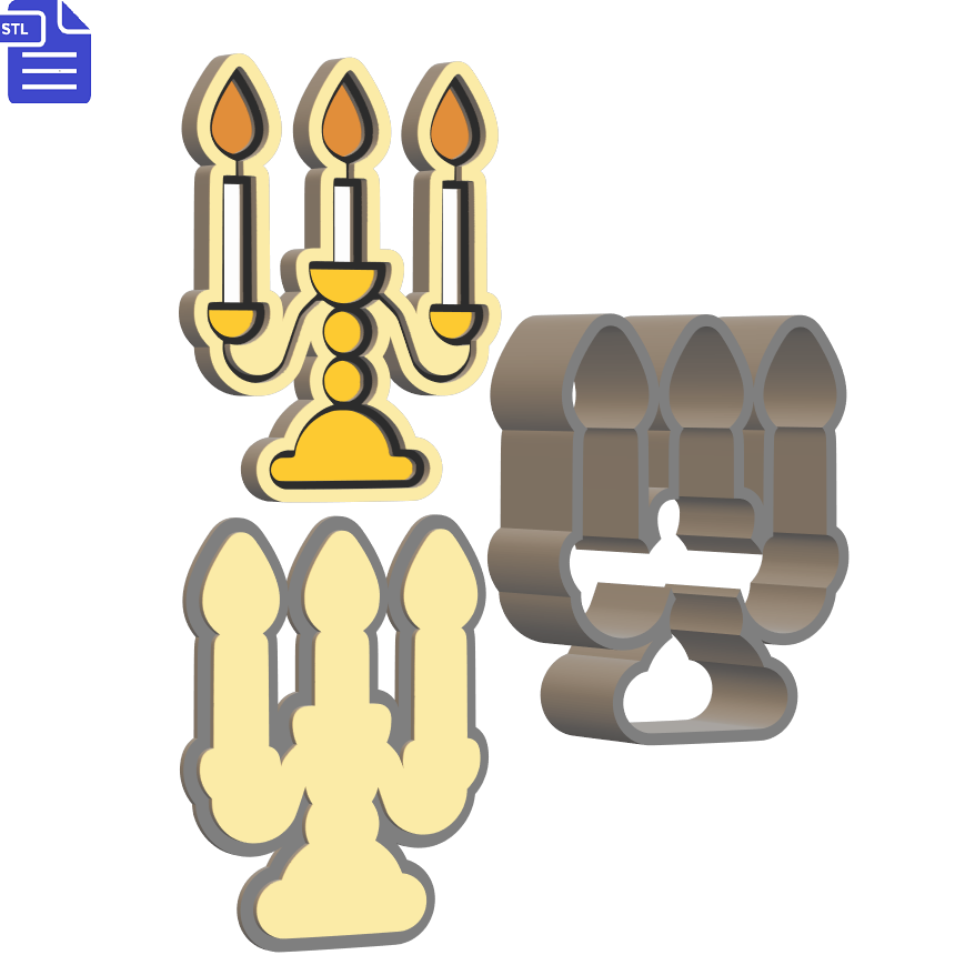 3pc Candles Bath Bomb Mold STL File