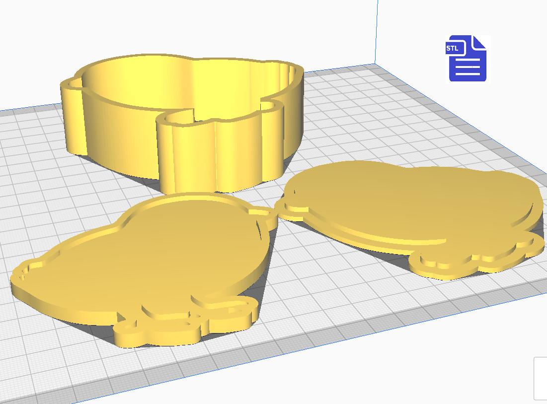 3pc Chick Bath Bomb Mold STL File