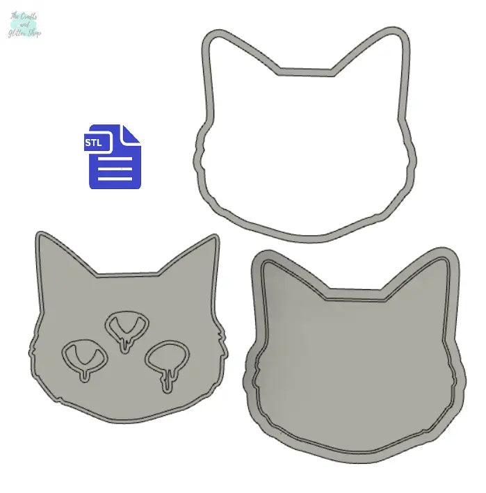 3pc Creepy Cat Bath Bomb Mold STL File