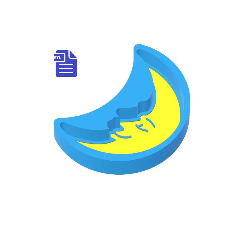 3pc Crescent Moon with Face Bath Bomb Mold STL File