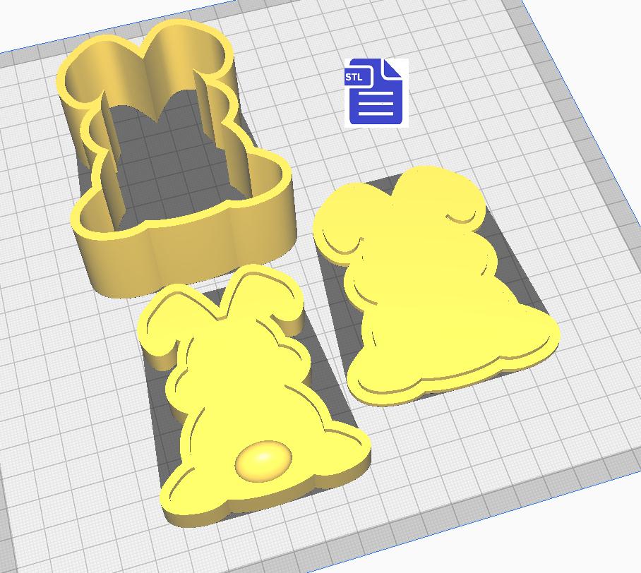 3pc Easter Bunny Bath Bomb Mold STL File