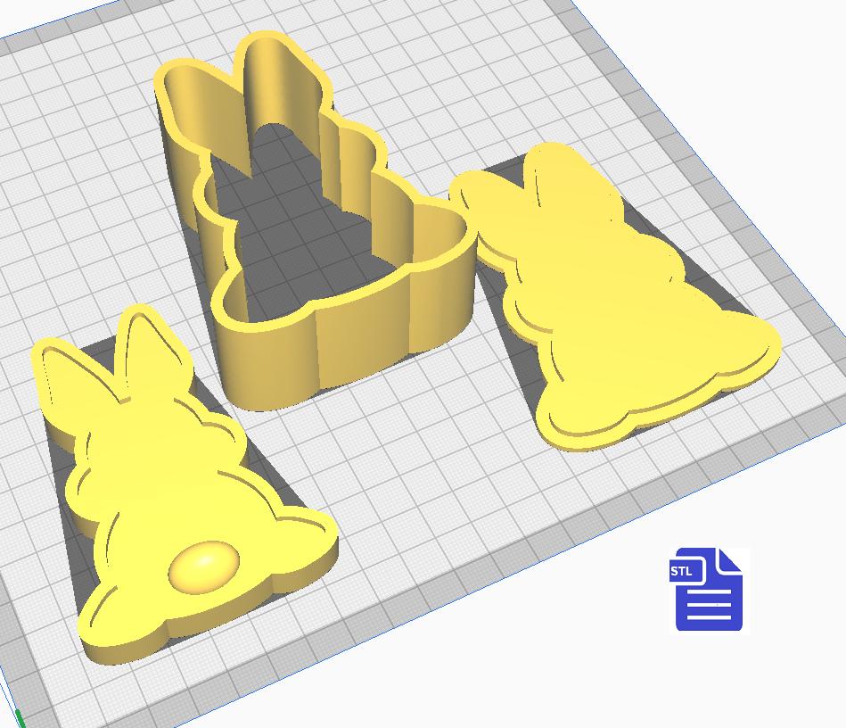 3pc Easter Bunny Bath Bomb Mold STL File