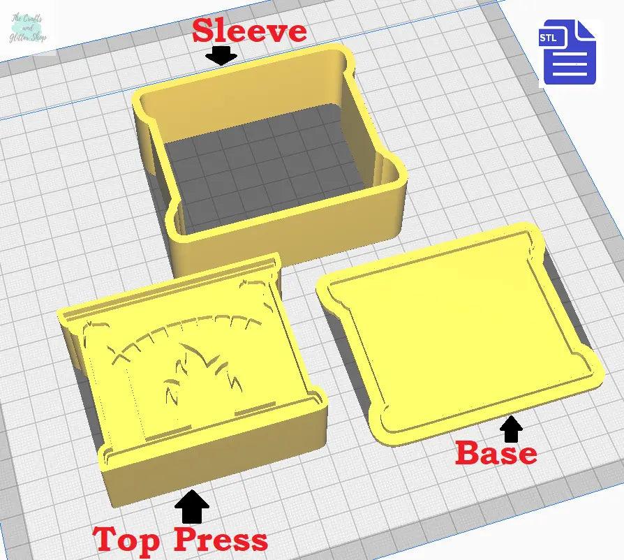 3pc Fireplace Bath Bomb Mold - for 3D printing - FILE ONLY - 3 piece Furnace Hand Press Mould for Solid Shampoo Freshies Fizzers Fizzies