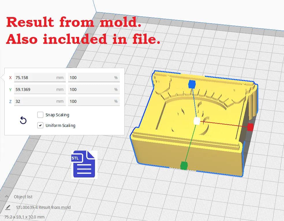 3pc Fireplace Bath Bomb Mold - for 3D printing - FILE ONLY - 3 piece Furnace Hand Press Mould for Solid Shampoo Freshies Fizzers Fizzies