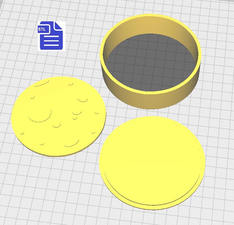 3pc Full Moon Bath Bomb Mold STL File