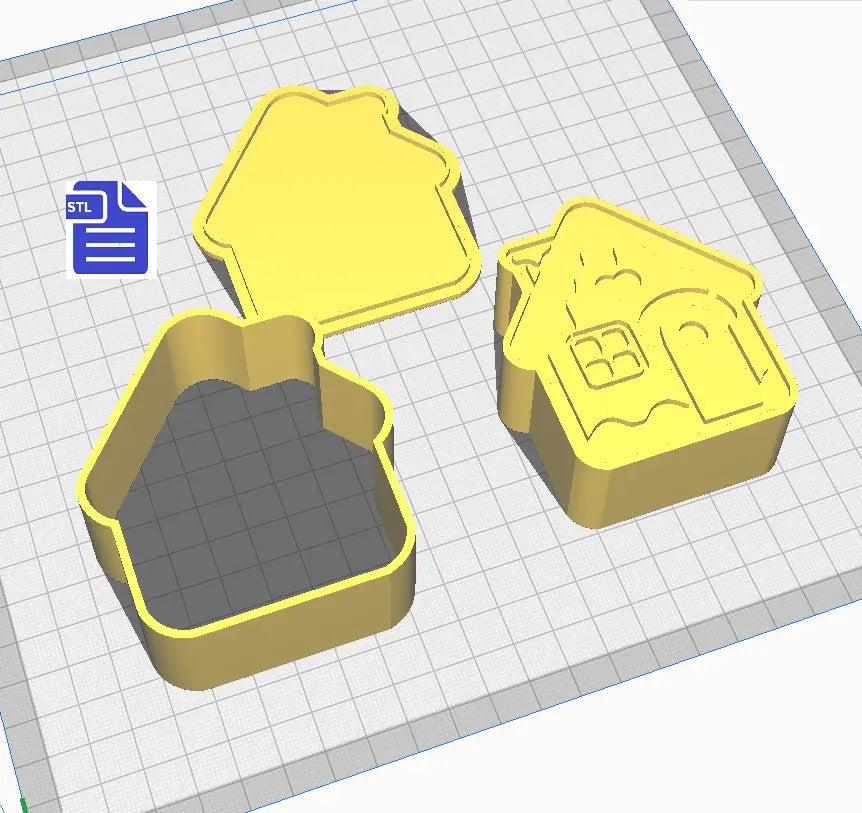 3pc Gingerbread House Bath Bomb Mold STL File