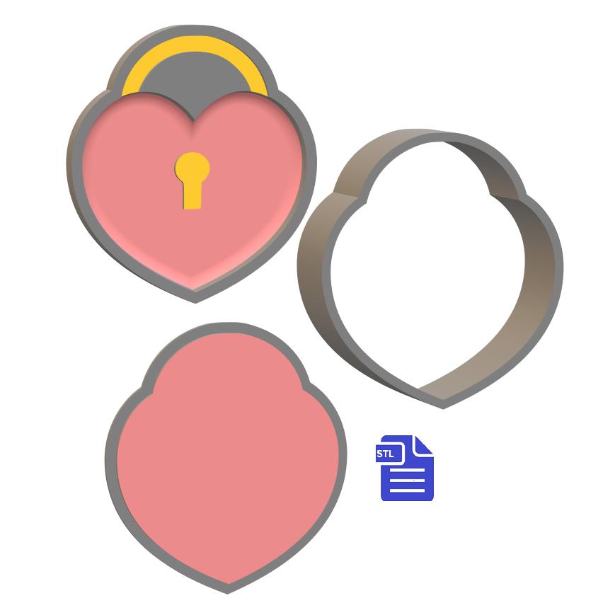 3pc Heart Locket Bath Bomb Mold STL File