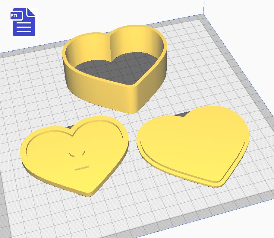 3pc Heart Locket Bath Bomb Mold STL File