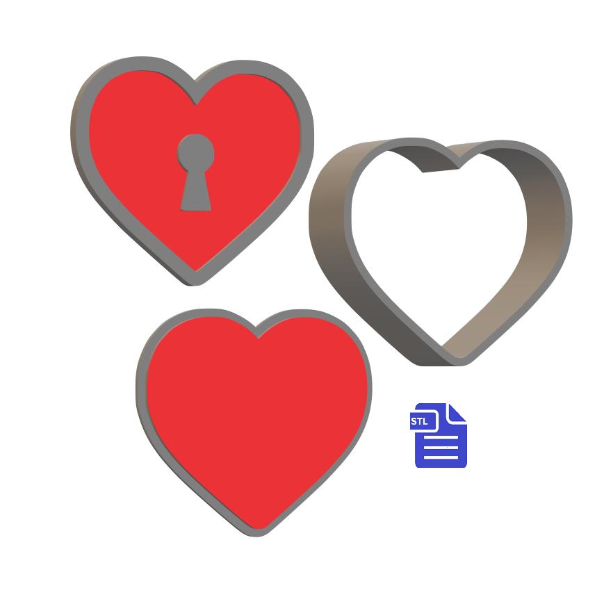 3pc Heart Locket Bath Bomb Mold STL File