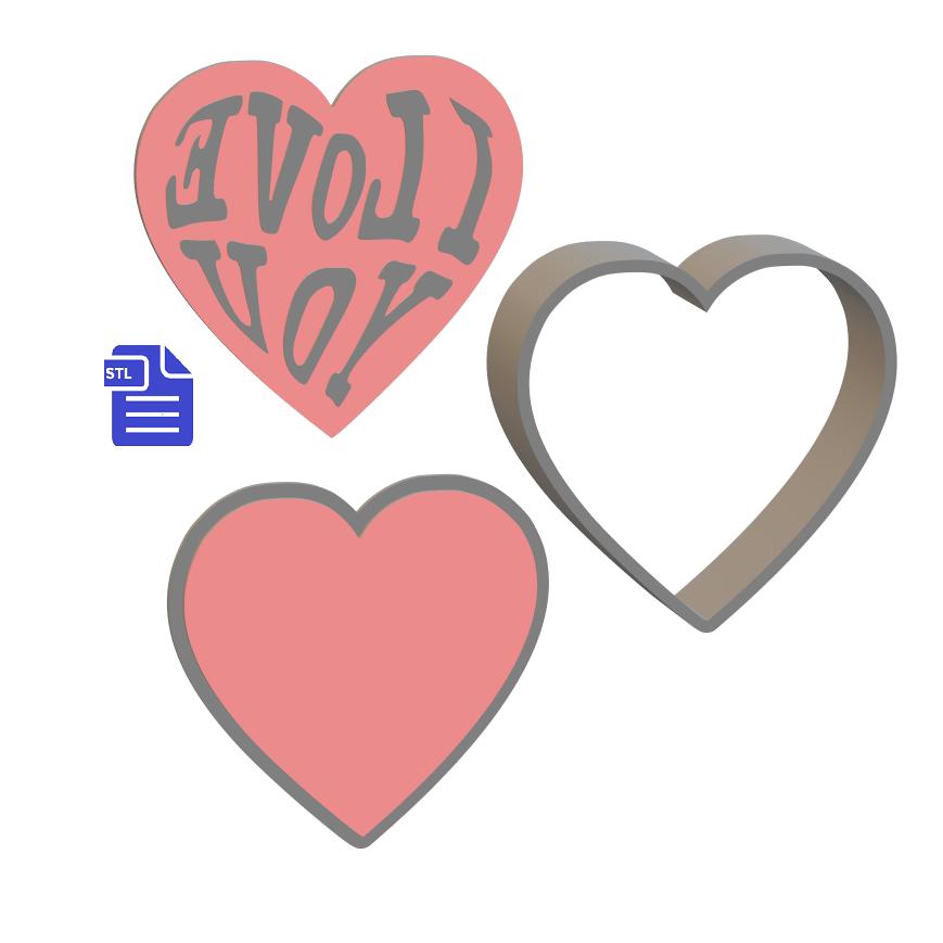 3pc I Love You Bath Bomb Mold STL File