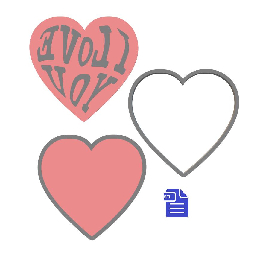 3pc I Love You Bath Bomb Mold STL File