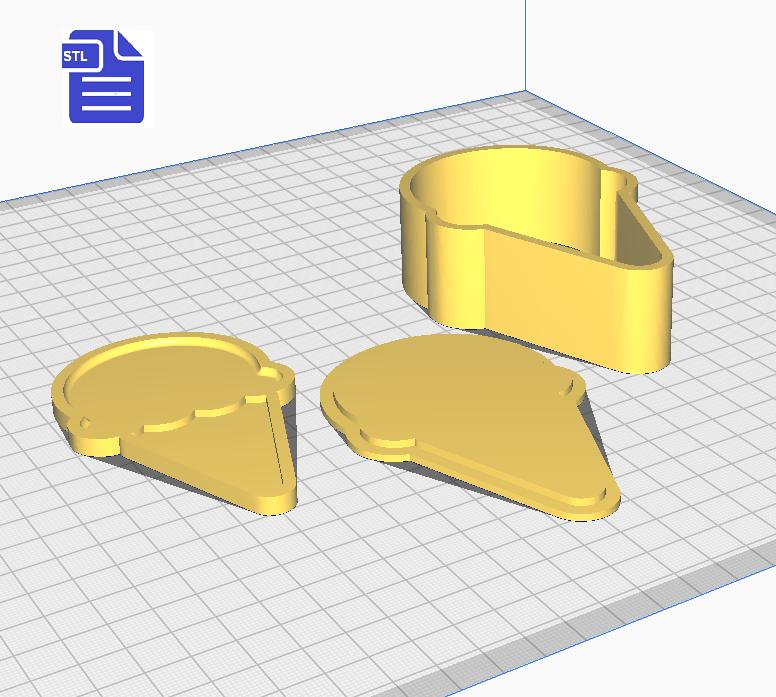 3pc Ice Cream Cone Bath Bomb Mold STL File