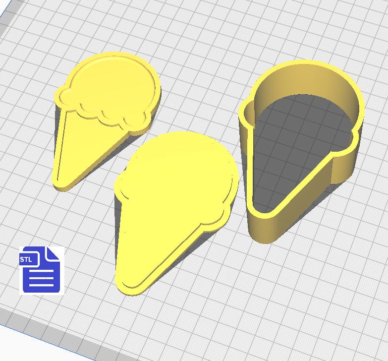 3pc Ice Cream Cone Bath Bomb Mold STL File