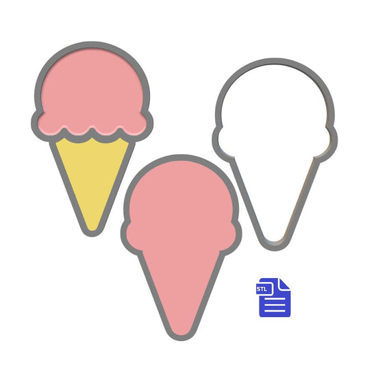 3pc Ice Cream Cone Bath Bomb Mold STL File