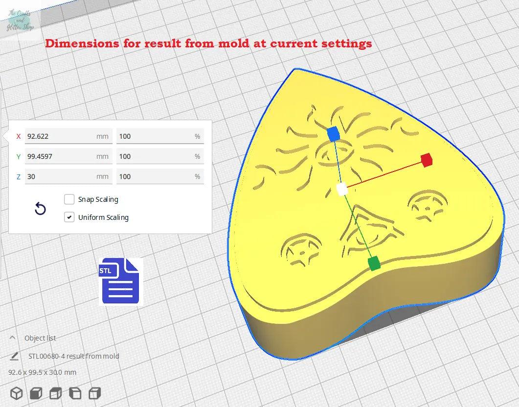 3pc Intuition Planchette Bath Bomb Mold STL File