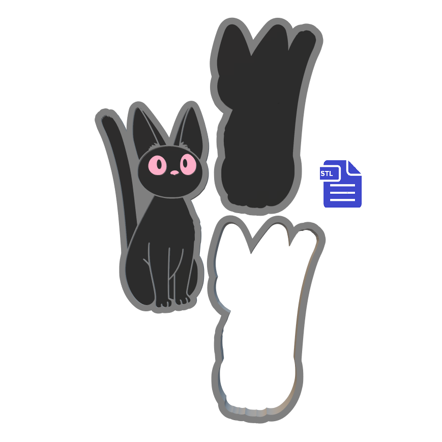 3pc Jiji Cat Bath Bomb Mold STL File