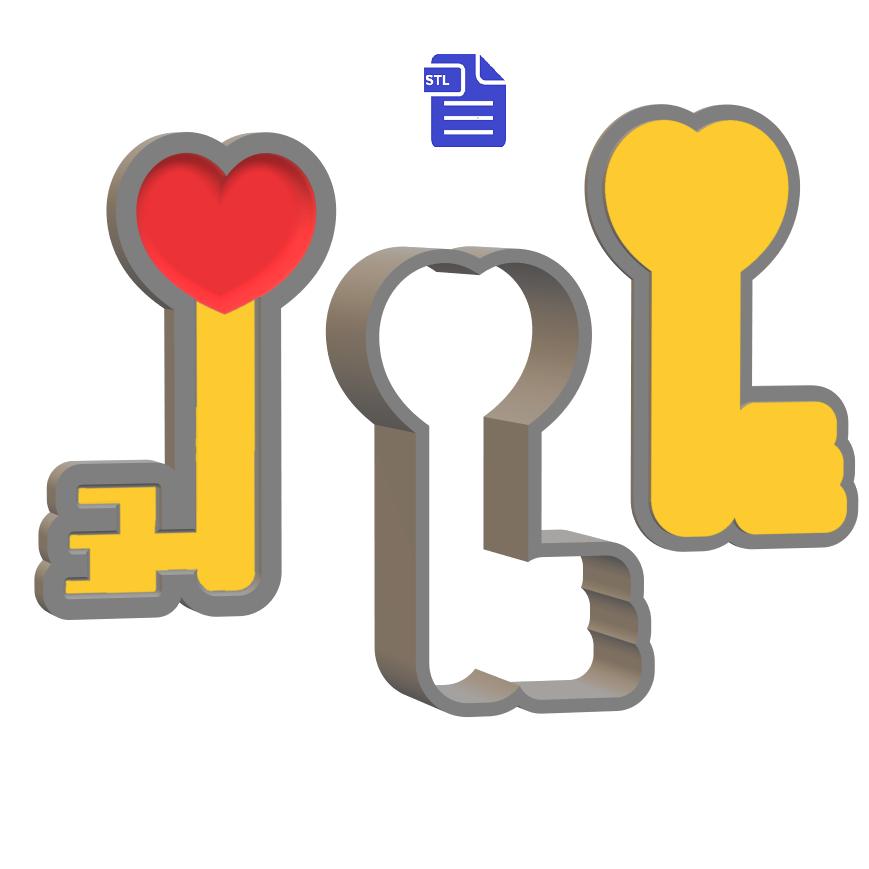 3pc Key to my Heart Bath Bomb Mold STL File