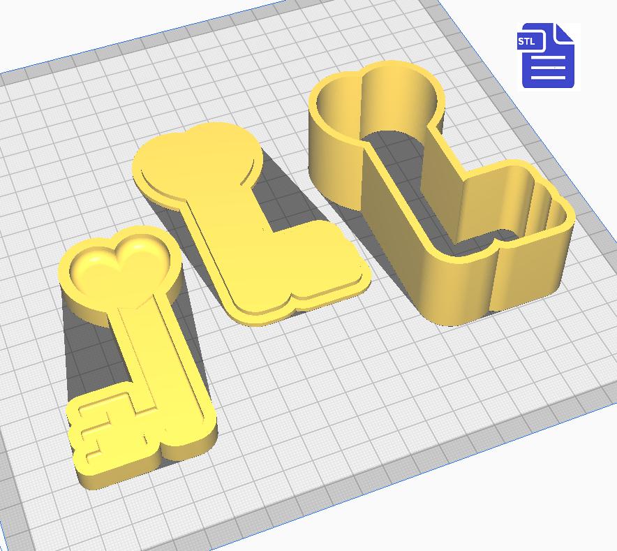 3pc Key to my Heart Bath Bomb Mold STL File
