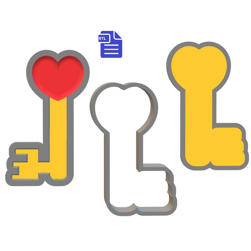 3pc Key to my Heart Bath Bomb Mold STL File