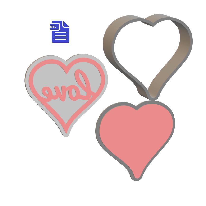 3pc Love Heart Bath Bomb Mold STL File