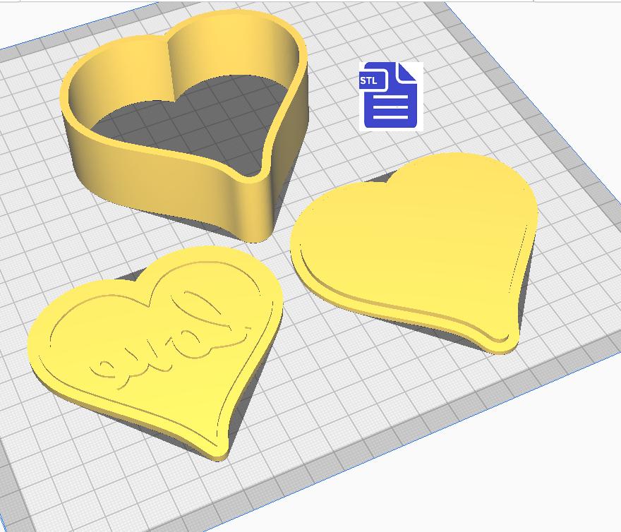 3pc Love Heart Bath Bomb Mold STL File