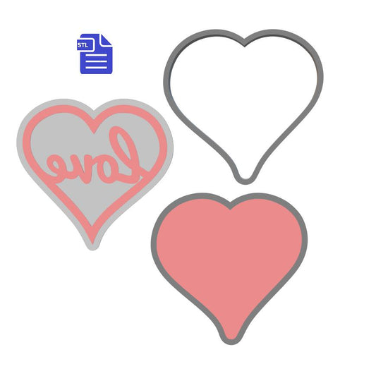 3pc Love Heart Bath Bomb Mold STL File