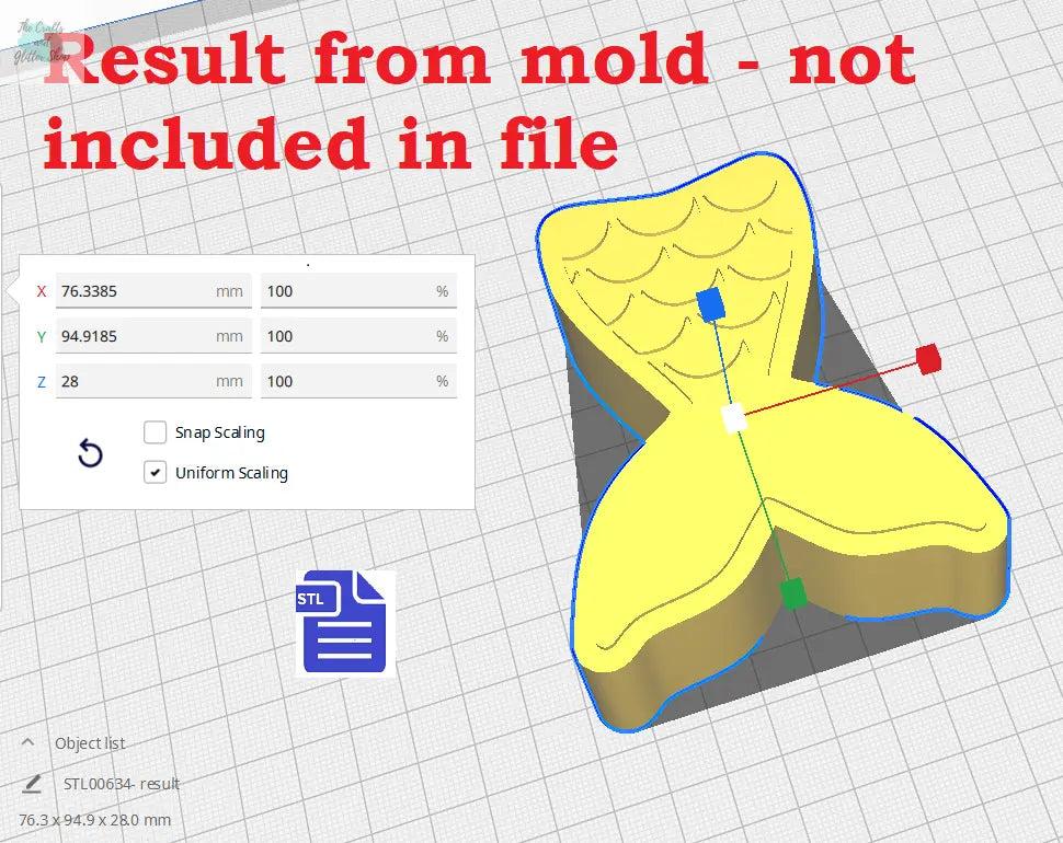 3pc Mermaid Tail Bath Bomb Mold STL File