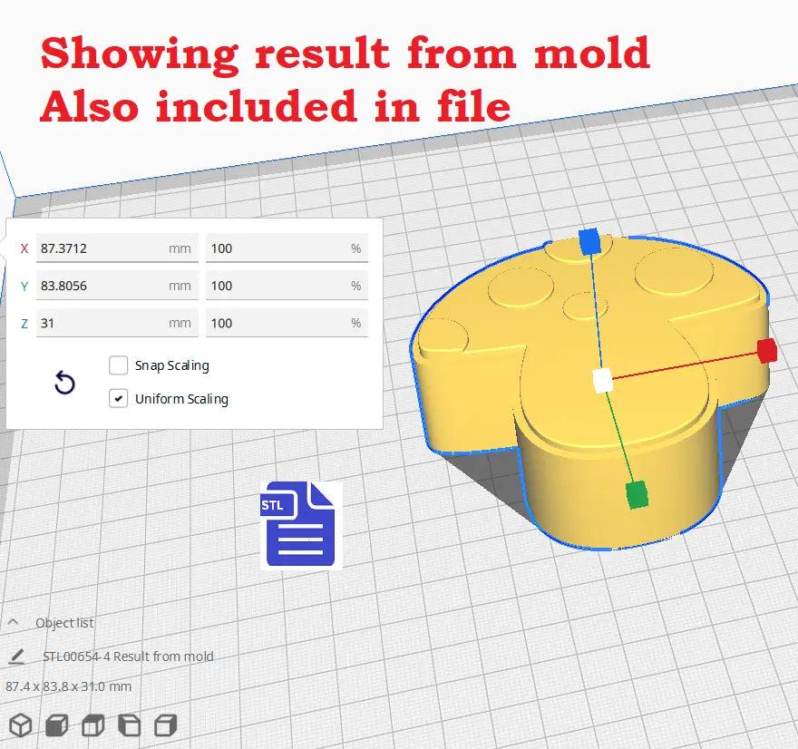 3pc Mushroom Bath Bomb Mold STL File - for 3D printing - FILE ONLY