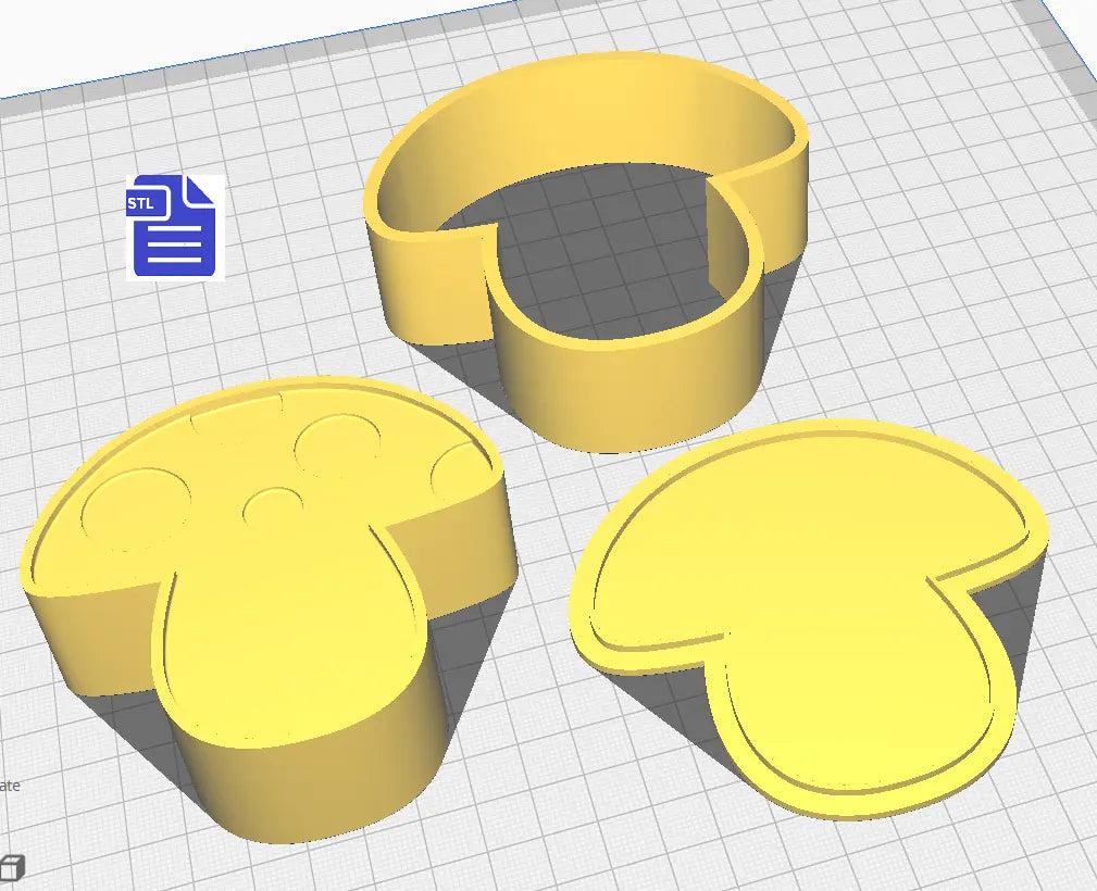 3pc Mushroom Bath Bomb Mold STL File - for 3D printing - FILE ONLY