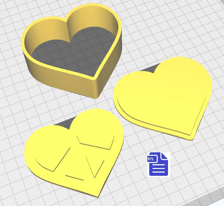3pc Peace Heart Bath Bomb Mold STL File