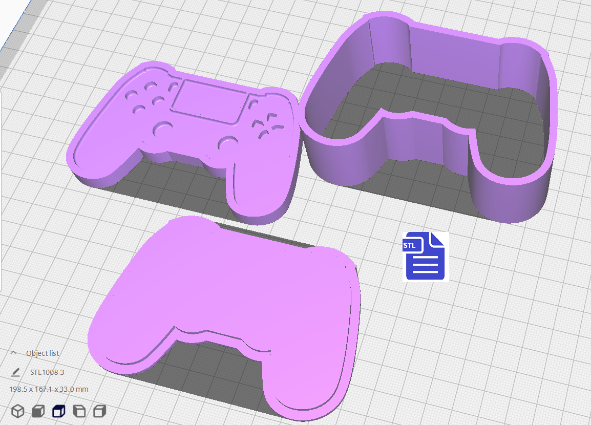 3pc PlayStation Controller Bath Bomb Mold STL File